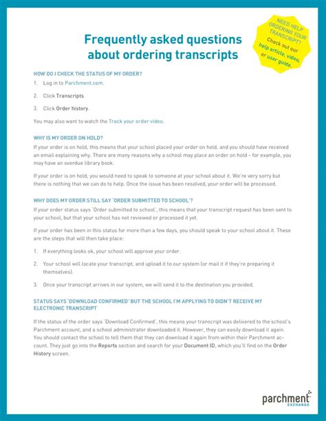 Transcript Frequently Asked Questions .